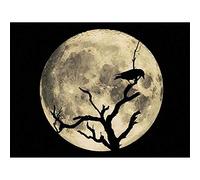 Wee Blue Coo Crow Silhouette Moon Black Grey Art Print Poster Wall Decor 12X16 Inch