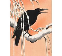 Wee Blue Coo Crow Snowy Branch Ohara Koson Art Print Canvas Premium Wall Decor Poster