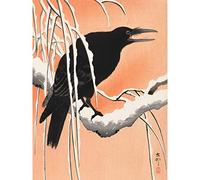 Wee Blue Coo Crow Snowy Branch Ohara Koson Large Wall Art Print Canvas Premium Poster
