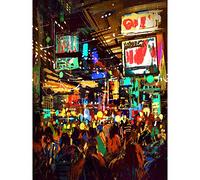 Wee Blue Coo Crowded Cityscape at Night Large Wall Art Print Canvas Premium Poster
