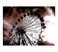 Wee Blue Coo Cultural Fair Ferris Wheel Black White Abstract Art Print Poster Wall Decor 12X16 Inch