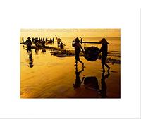 Wee Blue Coo Cultural Industrial Fish Vietnam Sepia Gold Net Wall Art Print