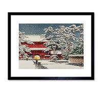 Wee Blue Coo CULTURAL LANDSCAPE JAPAN TEMPLE KAWASE HASUI SNOW WINTER FRAMED PRINT B12X6845