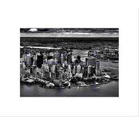 Wee Blue Coo Cultural Landscape Manhattan New York Black White Wall Art Print