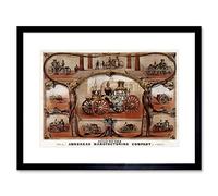 Wee Blue Coo Cultural Memorabilia Fire Engine Brigade Amoskeag Vintage Ad Art Framed Wall Art Print