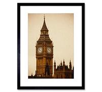 Wee Blue Coo Cultural Westminster Palace Big Ben Parliament Tower Framed Wall Art Print