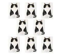 Wee Blue Coo Cute Black & White Tuxedo Moggie For Cat Lovers Art Cards Pack of 8 | Size: 8 pack Wee Blue Coo Black 8 pack