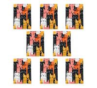 Wee Blue Coo Cute Cat Face Pattern Design Art Cards Pack of 8 Any Occasion, A6 | Size: 8 pack Wee Blue Coo Multicolor 8 pack