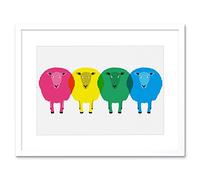 Wee Blue Coo Cute Colourful Cartoon Sheep Framed Picture Art Framed Wall Art Print