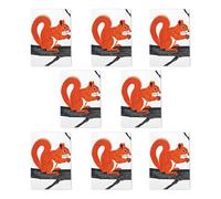 Wee Blue Coo Cute Red Squirrel On Tree Branch Bright Design Art Cards Pack of 8, A6 in Orange | Size: 8 pack Wee Blue Coo Orange 8 pack
