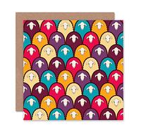 Wee Blue Coo Cute Sheep Multi Colour Pattern Blank Greetings Birthday Card Art