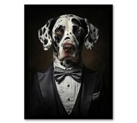Wee Blue Coo Dalmatian Dinner Jacket Portrait Dog Artwork Framed Wall Art Print A4