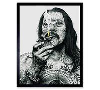 Wee Blue Coo Danny Trejo Tattoo Inked Ikons Wayne Maguire Art Print Framed Poster Wall Decor 12x16 inch