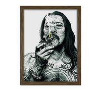 Wee Blue Coo Danny Trejo Tattoo Inked Ikons Wayne Maguire Artwork Framed Wall Art Print 18X24 Inch