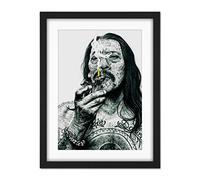 Wee Blue Coo Danny Trejo Tattoo Inked Ikons Wayne Maguire Artwork Framed Wall Art Print 18X24 Inch