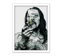 Wee Blue Coo Danny Trejo Tattoo Inked Ikons Wayne Maguire Artwork Framed Wall Art Print 18X24 Inch