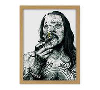 Wee Blue Coo Danny Trejo Tattoo Inked Ikons Wayne Maguire Artwork Framed Wall Art Print 18X24 Inch
