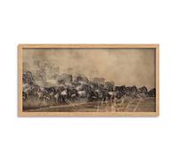 Wee Blue Coo Daphtary Masai Mara Wildebeest Herd Long Panel Framed Wall Art Print
