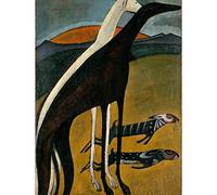 Wee Blue Coo De Souza-Cardoso Greyhounds Art Print Poster Wall Decor 12X16 Inch