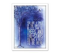 Wee Blue Coo Desiderata Ehrman Child Universe Trees Stars Artwork Framed Wall Art Print 18X24 Inch