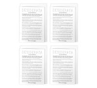 Wee Blue Coo Desiderata Poem Typography Art Cards Multipack of 4 Max Ehrmann Greeting Cards For Any Occasion, Blank Inside For Your Message, A6 Size 10 x 15 cms