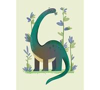 Wee Blue Coo Dinosaur Apatosaurus Art Print Poster Wall Decor 12X16 Inch