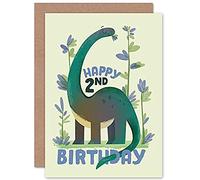 Wee Blue Coo Dinosaur Boys 2nd Birthday Card Apatosaurus