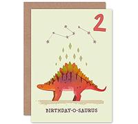 Wee Blue Coo Dinosaur Boys 2nd Birthday Card Stegosaurus