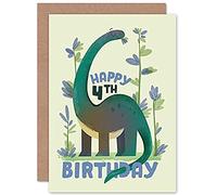 Wee Blue Coo Dinosaur Boys 4th Birthday Card Apatosaurus