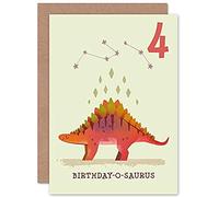 Wee Blue Coo Dinosaur Boys 4th Birthday Card Stegosaurus