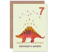 Wee Blue Coo Dinosaur Boys 7th Birthday Card Stegosaurus