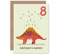 Wee Blue Coo Dinosaur Boys 8th Birthday Card Stegosaurus