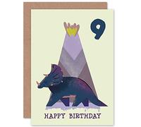 Wee Blue Coo Dinosaur Boys 9th Birthday Card Triceratops