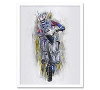 Wee Blue Coo Dirt Bike Motocross Sport Graphic Art Print Framed Poster Wall Decor 12X16 Inch