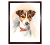 Wee Blue Coo Dog Jack Russell Watercolour Art Print Framed Poster Wall Decor 12X16 Inch