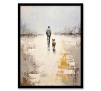 Wee Blue Coo Dog Walkers Dream Simple Calm Neutral Artwork Framed Wall Art Print A4