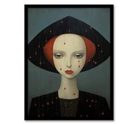 Wee Blue Coo Don't Rain On My Parade Red Haired Woman Artwork Framed Wall Art Print A4