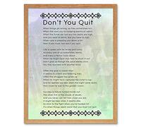 Wee Blue Coo Don't You Quit Poem Motivation Typography Quote Art Print Framed Poster Wall Decor 12X16 Inch