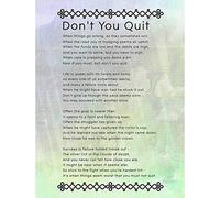 Wee Blue Coo Don't You Quit Poem Motivation Typography Quote Art Print Poster Wall Decor 12X16 Inch