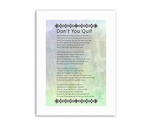 Wee Blue Coo Dont You Quit Poem Motivation Typography Quote Motivational Canvas Art Print