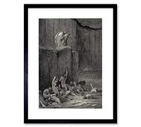 Wee Blue Coo DORE INFERNO CANTO 18 DANTE OLD MASTER BLACK FRAMED ART PRINT B12X303