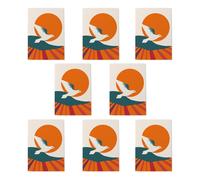 Wee Blue Coo Dove Flight Sunset Sun Simple Retro Design Art Cards Pack of 8, A6 in Orange | Size: 8 pack Wee Blue Coo Orange 8 pack