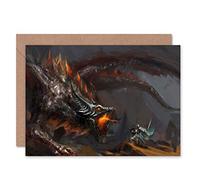 Wee Blue Coo DRAGON KNIGHT FIRE BREATHING BLANK GREETINGS BIRTHDAY CARD ART