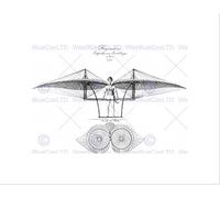 Wee Blue Coo Draw Draft 1807 Flying Machine Jacob Degen Vienna Austria Art Wall Art Print