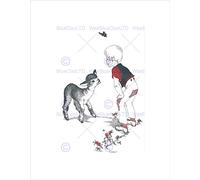 Wee Blue Coo Drawing Children Baa Black Sheep Lamb Butterfly Boy Wall Art Print