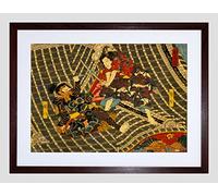 Wee Blue Coo Drawing Samurai Sword Fight Warrior Roof Japan Horyu Framed Wall Art Print