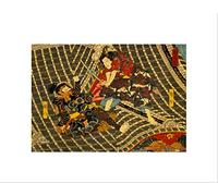 Wee Blue Coo Drawing Samurai Sword Fight Warrior Roof Japan Horyu Wall Art Print