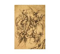 Wee Blue Coo Drawing Schongauer Anthony Temptation Demon Saint Picture Wall Art Print