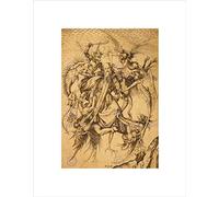 Wee Blue Coo Drawing Schongauer Anthony Temptation Demon Saint Wall Art Print