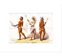 Wee Blue Coo Drawing Sport Native American Indian Lacrosse Ball Game Wall Art Print